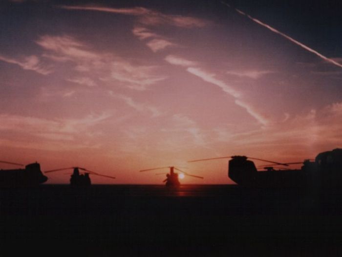 The Boeing CH-47 Chinook enjoying the sunset.