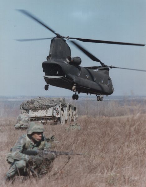 Vehicles delivered, a Boeing CH-47D and external cargo.