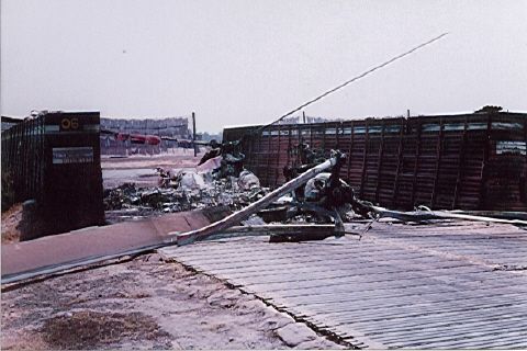 Photograph of destroyed CH-47A Chinook at Cu Chi, Republic of Vietnam, tail number unknown.