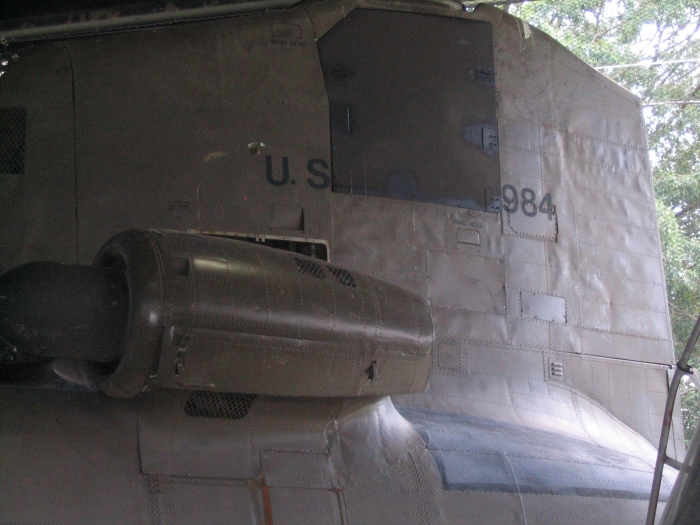 YCH-1B / CH-47A Chinook helicopter 59-4984 sitting in the Transportation Museum at Fort Eustis, Virginia, July 2011.