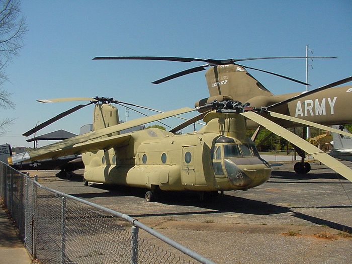 CH-47 Chinook 65-07992, a.k.a. the Boeing 347, at Fort Rucker, Alabama, 2 April 2004.