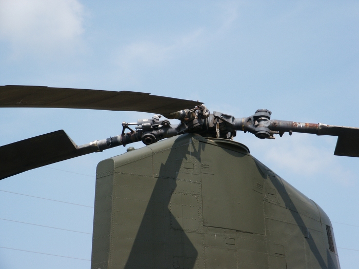 Having received a fresh coat of paint, CH-47A Chinook helicopter 65-07992, converted to the Boeing BV-347, sits outside the Army Aviation Museum at Fort Rucker, 25 June 2008.