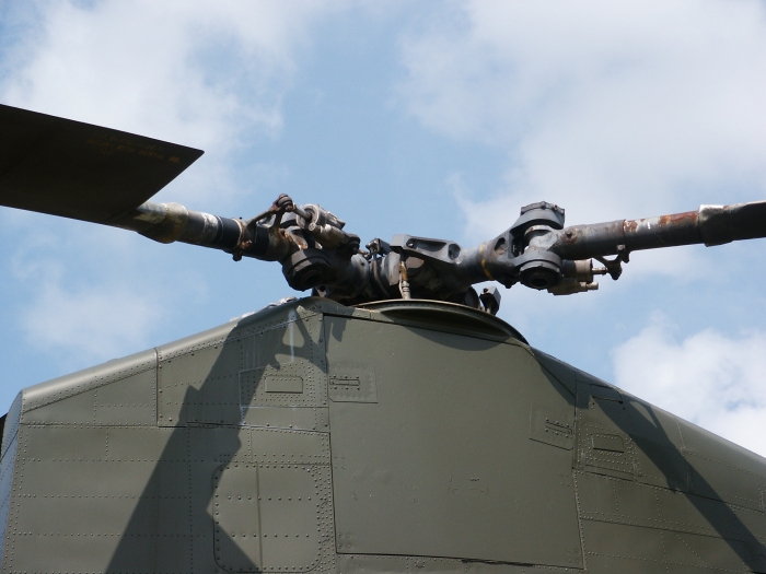 Having received a fresh coat of paint, CH-47A Chinook helicopter 65-07992, converted to the Boeing BV-347, sits outside the Army Aviation Museum at Fort Rucker, 25 June 2008.