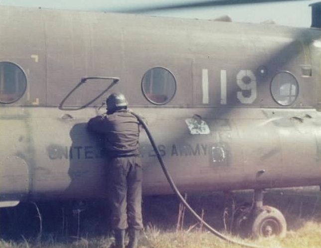 CH-47B Chinook helicopter 66-19119 at Fort Campbell, Kentucky, March 1979.