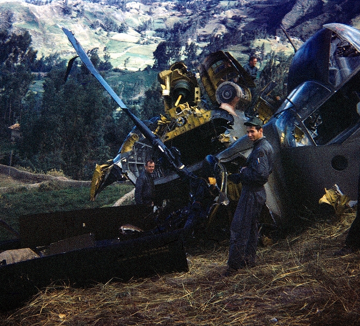 CH-47C Chinook helicopter 67-18512 at the crash site in Peru.