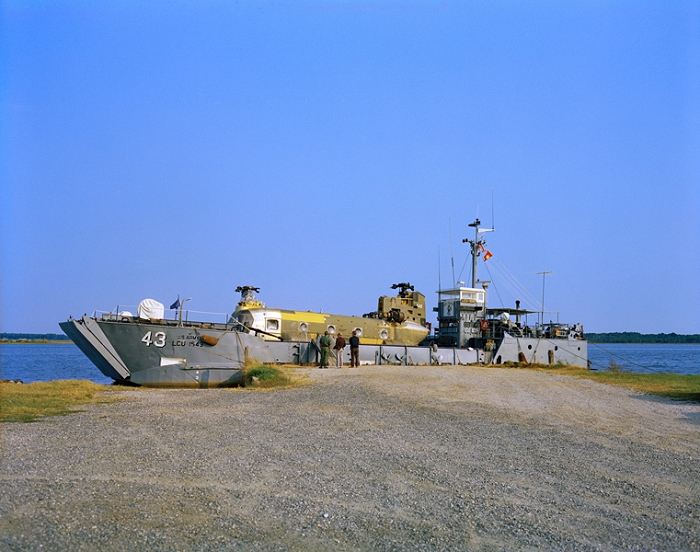 1973: CH-47C Chinook helicopter 67-18542 sitting on a barge enroute to Langley Air Force Base, Virginia in 1973. The aircraft was transported from Fort Eustis, Virgina, and was destined for destruction as part of the crash testing conducted in support of the U.S. Army by the National Aeronautics and Space Administration (NASA).