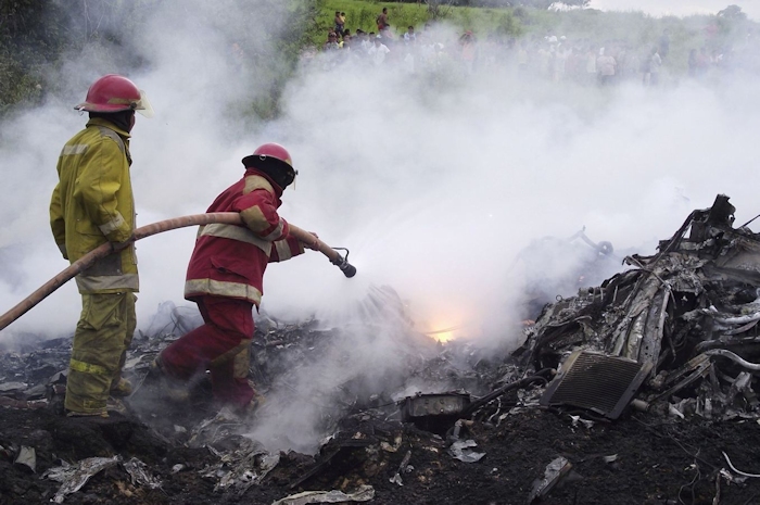 The remains of N241CH at the crash site in Peru.