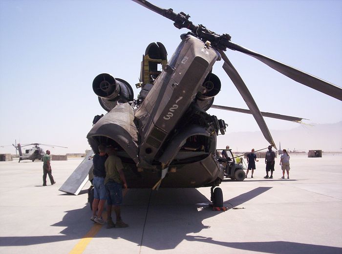 A view of 83-24123 after it was taxied into another aircraft at Bagram, Afghanistan, on 10 August 2007.