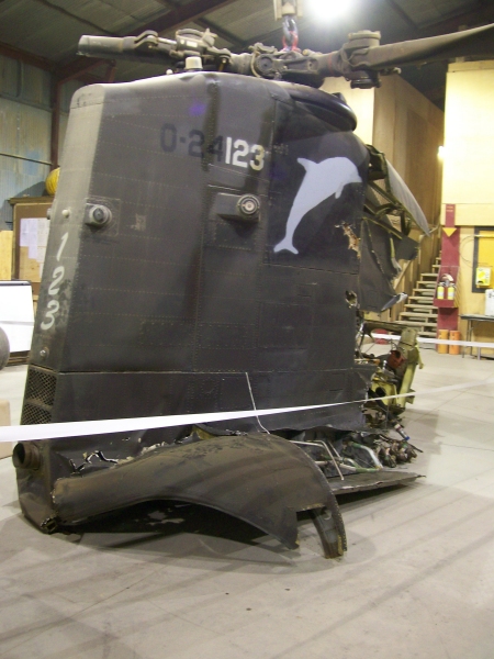 A view of the aft pylon of 83-24123 after it was taxied into another aircraft at Bagram, Afghanistan, on 10 August 2007.