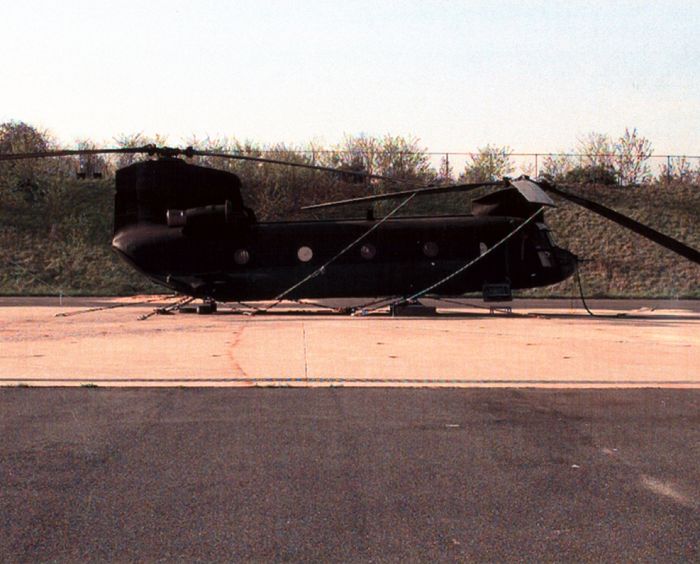 84-24156 at Aberdeen Proving Grounds secured to the ground ready for testing.