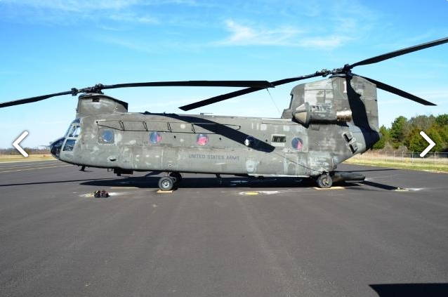 CH-47D Chinook helicopter 88-00109 sitting at Madison Executive Airport (KMDQ), Meridianville, Alabama, during the auction process as it went up for sale to the highest bidder on the commercial market.