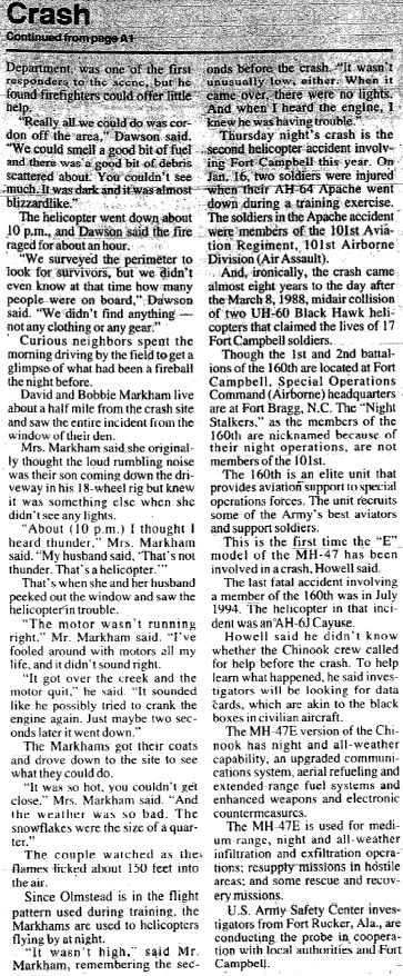 Newspaper account of the crash of 92-00465.