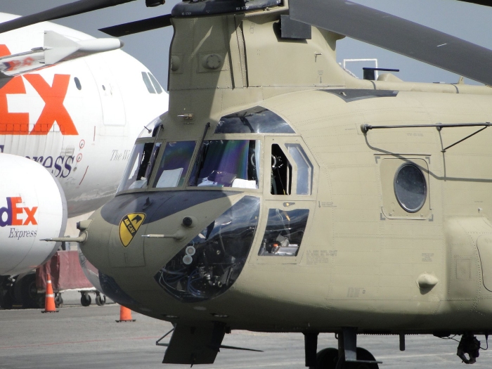 CH-47F Chinook helicopter 04-08713 is spotted at Ontario Airport, California, on 24 October 2010.