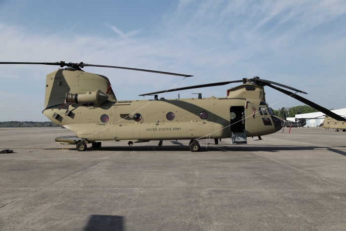 CH-47F Chinook helicopter 09-08779 on the ramp at Hunter Army Airfield, Georgia, 29 March 2012.