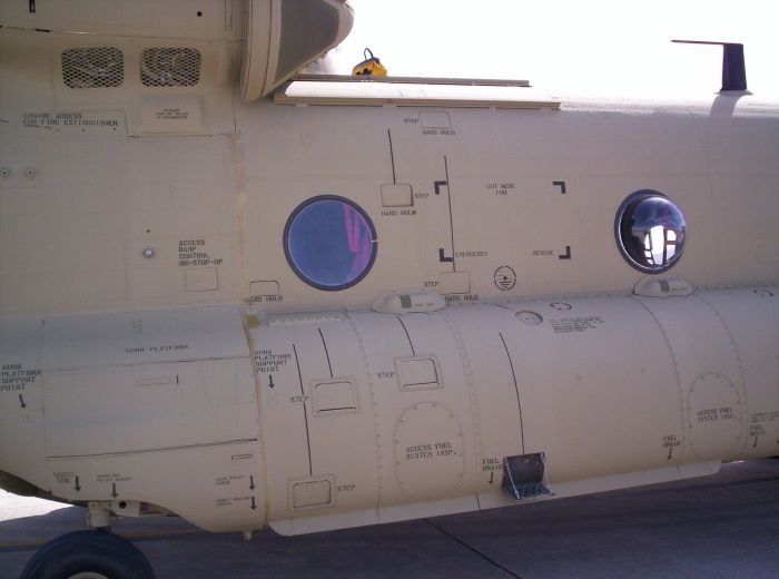 CH-47F Chinook helicopter 98-00011 in the new Desert Paint scheme, circa March 2006, at Fort Campbell, Kentucky.