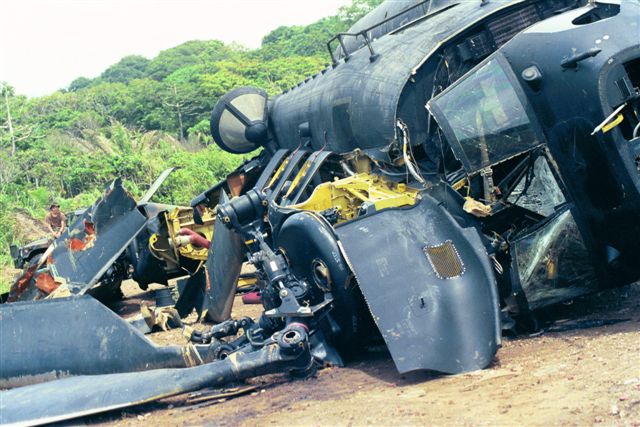 MH-47D Chinook 83-24110 at the crash site in Panama.