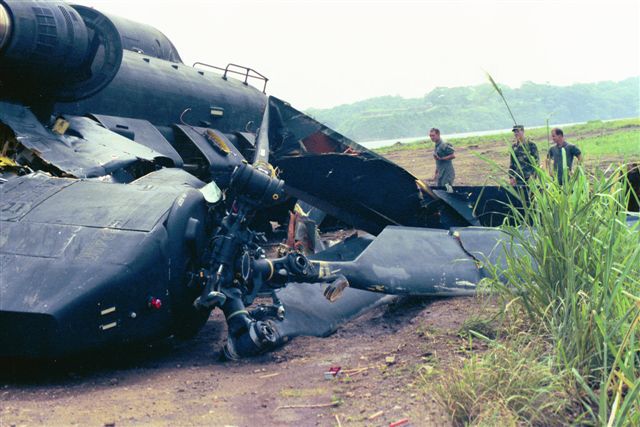 MH-47D Chinook 83-24110 at the crash site in Panama.