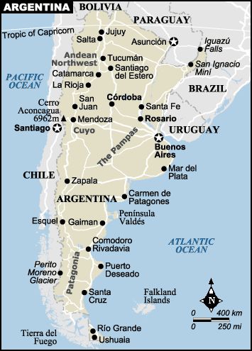 Map of Argentina.