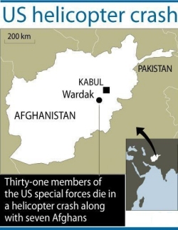 Map of hostile area where CH-47 84-24175 was shot down.