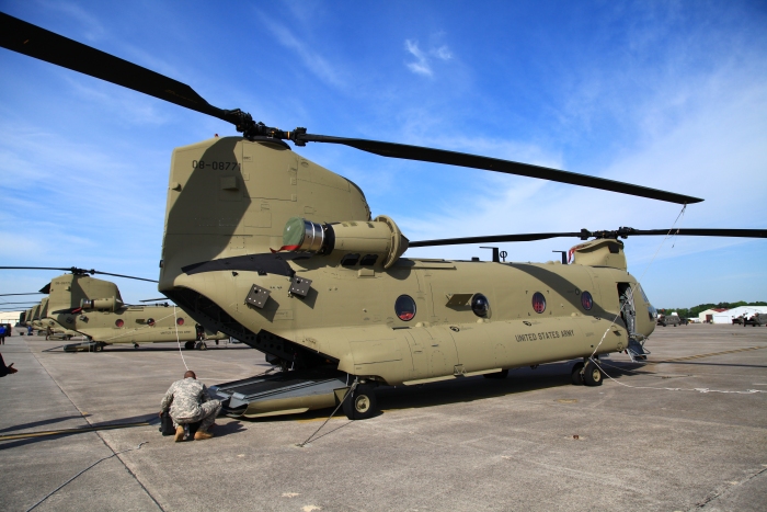 Flight crews and maintenance personnel ready the fleet for the ferry flight from Hunter Army Airfield to Ladd Field, Alaska on 9 April 2012.