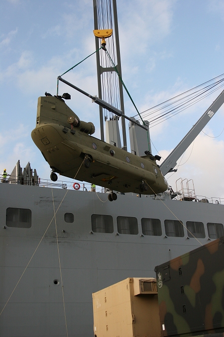 18 November 2010: CH-47F Chinook helicopter 09-08068 was the twelfth aircraft to arrive at the dock.