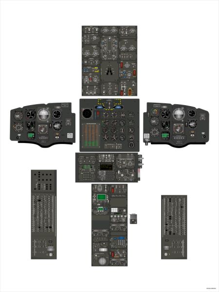 GA-714A equipped CH-47D cockpit layout chart, circa 2007.