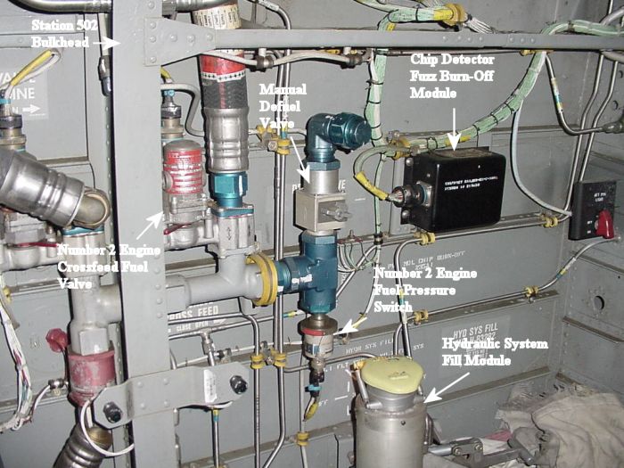 CH-47D Ramp, RH side, Chip Detector Fuzz Burn Off Module Area.